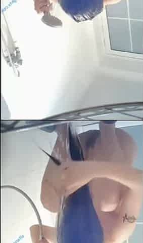 Chinese college student taking a shower in the dorm bathroom (Part 2 of 4).