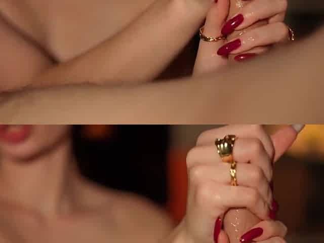 Tugjob. My stepson, mother I'd like to fuck with lengthy red nails and large rings. Jizz flow in my hands.