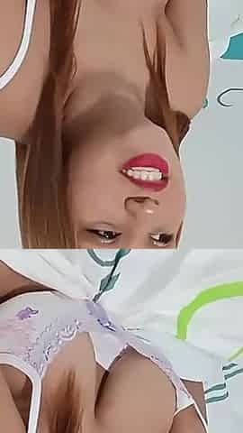 Chubby Brunette with Red Lips and Big Tits Doing What She Likes Most Receiving Cock