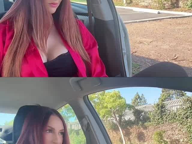 European Artemisia Love Slutty mother I'd like to fuck wearing a revealing outfit in the car and smokin'