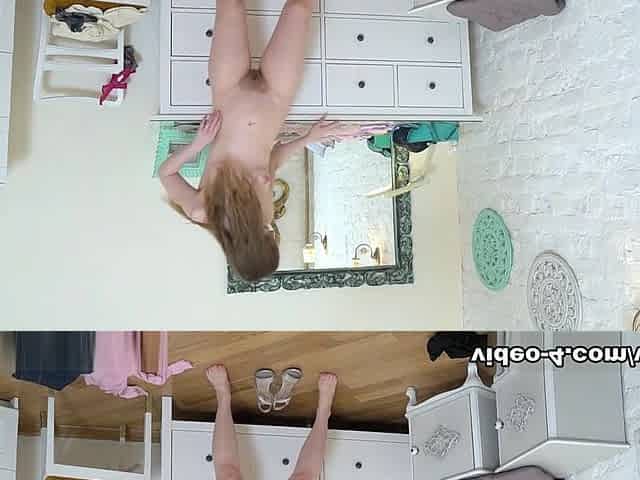 Alice Moon masturbates on her bedroom dresser - WeAreHairy