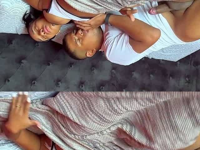 Mom wakes up with a blowjob, torrid romp and jism inside.