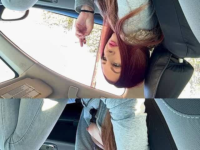 Italian MILF Artemisia Love Slowmo Smoking Sesh in the Car with Her Big Tits and Hard Nipples Out Smoking Boobs Long Hair Fetish