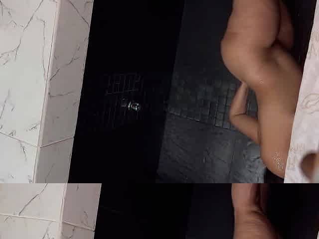 Spy on me showering and gets lustful, this chab loves my large titties and my large booty!