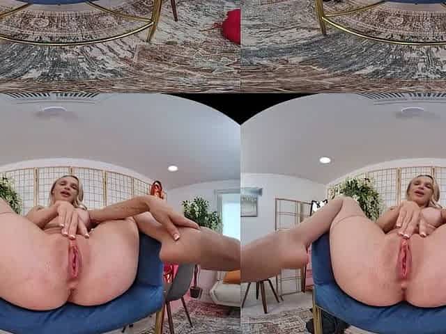 Busty babe playing with her big boobs