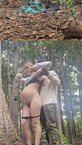 Nasty hiker bangs preggo wife on trail! (!Creampie finish and full clip on onlyfans!)