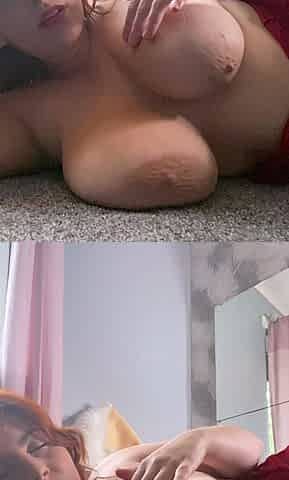 Natural redhead with real big boobs Scarlette masturbates