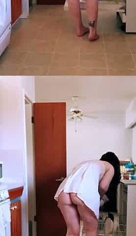 Brunette with glasses masturbates hairy pussy
