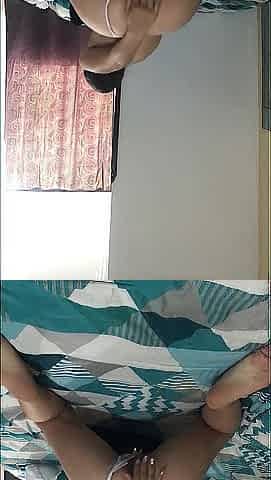 On all fours I masturbate my snatch and butt alone at home