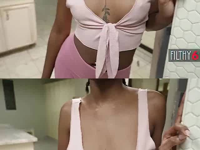 Screwing my black girlfriend at the gym baths - Mila Mars