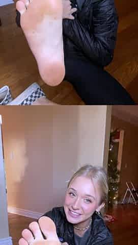 Cute teen girl enjoys foot fetish