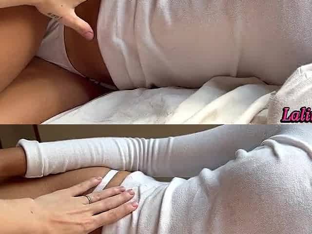 1st time caressing my step sister's ally, in the end that babe wanted some milk.