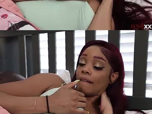 Black stepdaughter sucking her stepdads large ebony ramrod