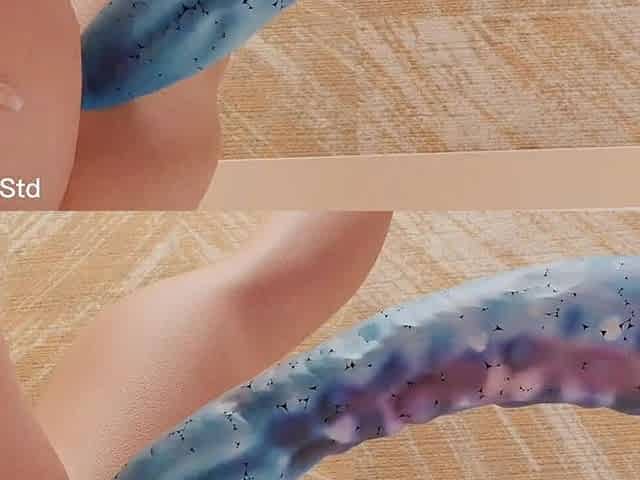 Long Alien Octopus Dildo Machine Inside Lesbian Anus