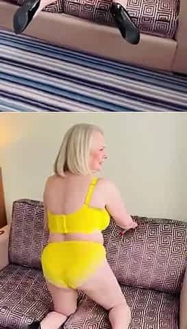 Breasty LARGE BREASTS mother I'd like to fuck yellow brassiere and pants