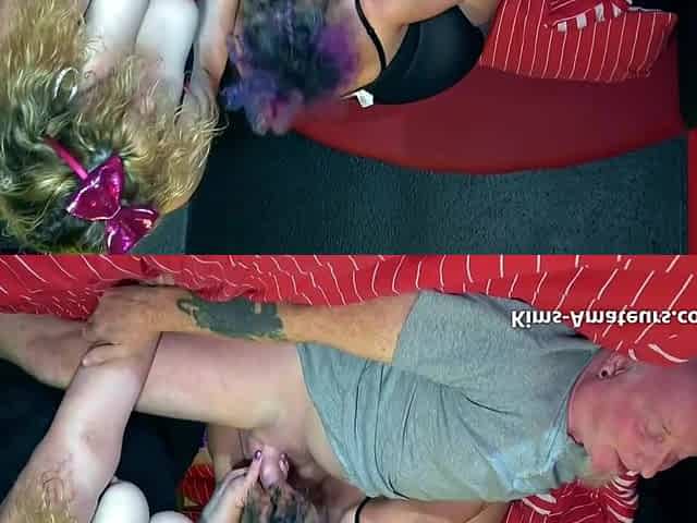Mature amater ladies give a joint blow job with deepthroat