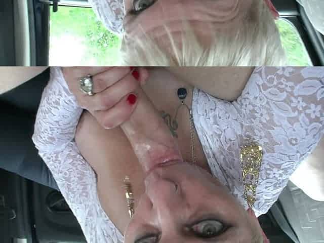 Blonde Cougar Sucks My Cock in the Car 5099