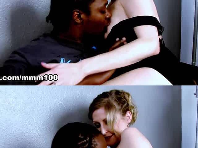 Big tits blonde MILF fucked by a big black cock while husband watching - MMM100