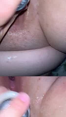Close up sex tool play squirt