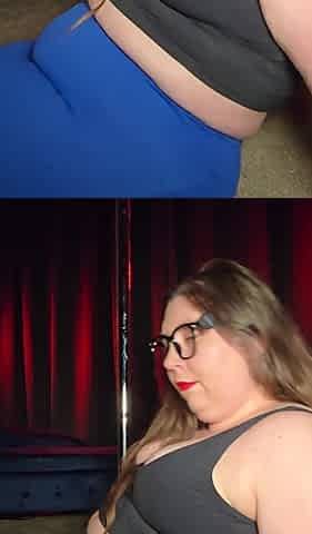 BBW Tries New Pole Dancing Floor Moves Sexy Striptease, Wet Pussy Play with Asshole Tease in 2 Outfits