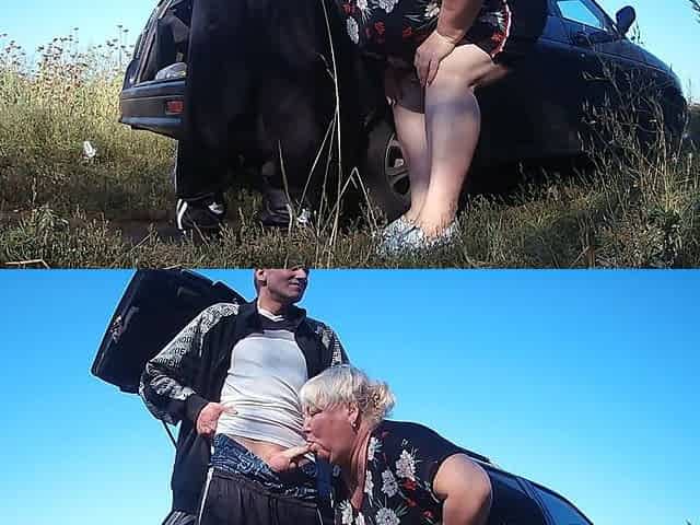 My Girlfriend Holds My Dick While I Pee and Then Gives Me a Blowjob in Outdoor