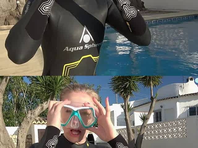 Wetsuit Underwater Dildo Blowjob - Neoprene Masked Suck Slut