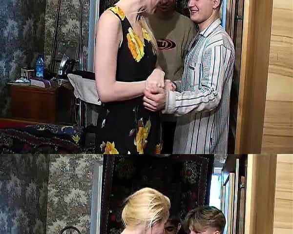 Mature amateur in gangbang hotel