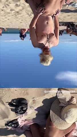 Exhibitionist pair having sex on the beach