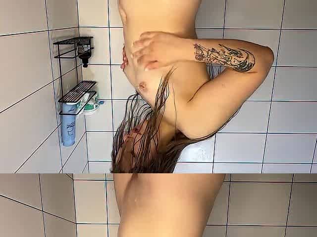 eighteen years old 1st time trying to stroke in the shower
