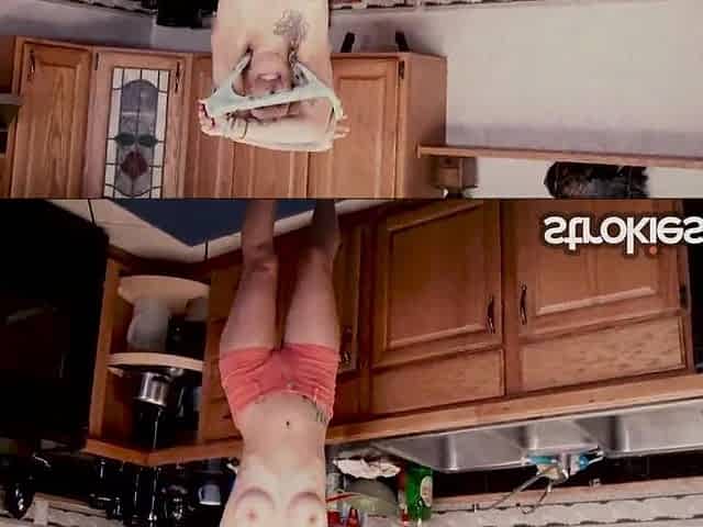 Strokies - Jae Lynn Disrobes Bare in Kitchen, Jerks Rod & Gets A POV Cumshower