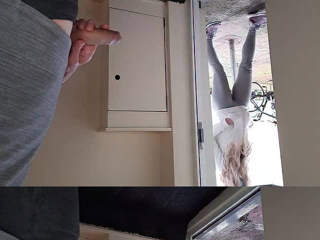 I pull out my dong in front of fit neighbour's sister.