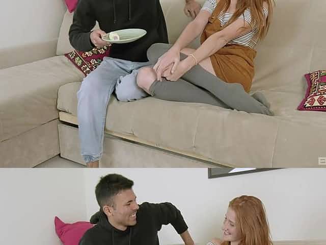 Smooth fucking with horny redhead room-mate Foxy Lee in socks