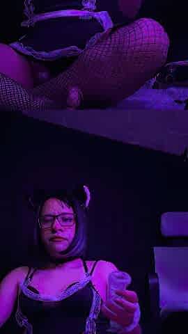Femboy alone at home.