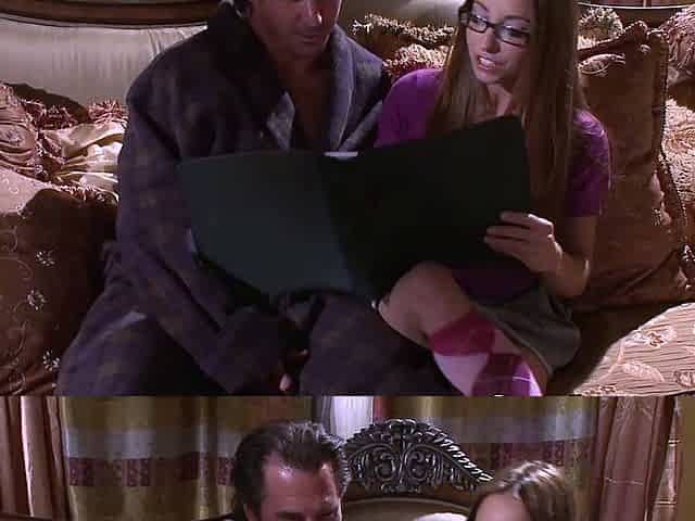 Horny tart with glasses worships cocks, soaks them for
