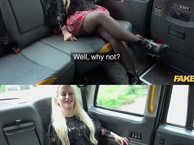 A fake taxi driver is messing around with a European blonde milf, Miniature Princess Eva