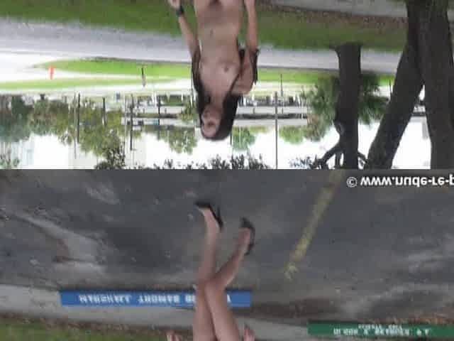 Skinny Brunette Walks Around Naked