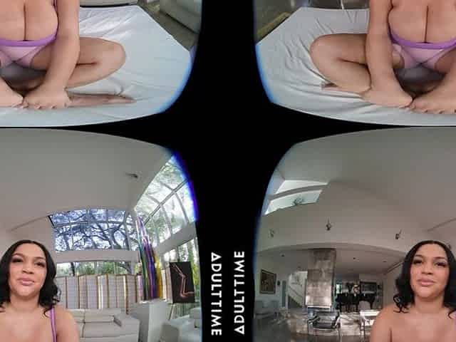 UP CLOSE VR - All Naturally Charming Ashlyn Peaks Teases U With Her BIGGEST Cleavage - POV