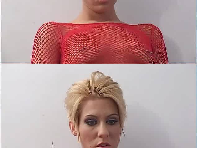Short haired blond masturbates in front of old chap then they screw