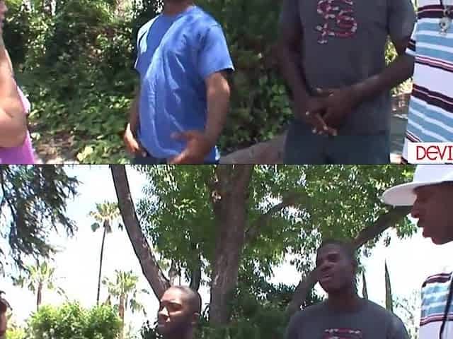 This babe got the wrong neighborhood then team-fucked by ebony chaps