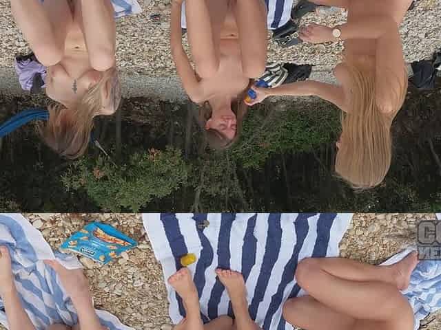 Nude Beach Day With 3 Gorgeous Models Melonie Rebeka Ruby With Kristina Sun Goddesses Picnic Naked