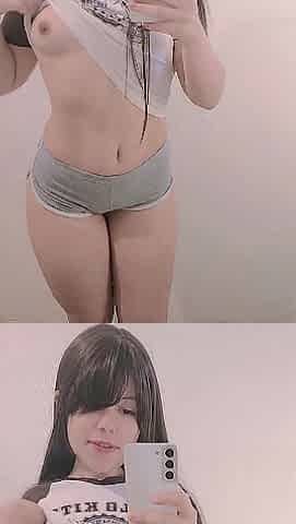 Cute solo gal masturbating pink twat