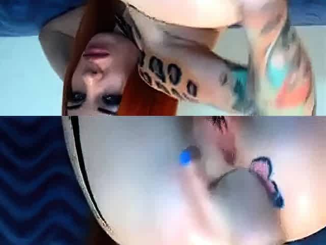 Russian Tattooed Girl Anal Fisting on Webcam