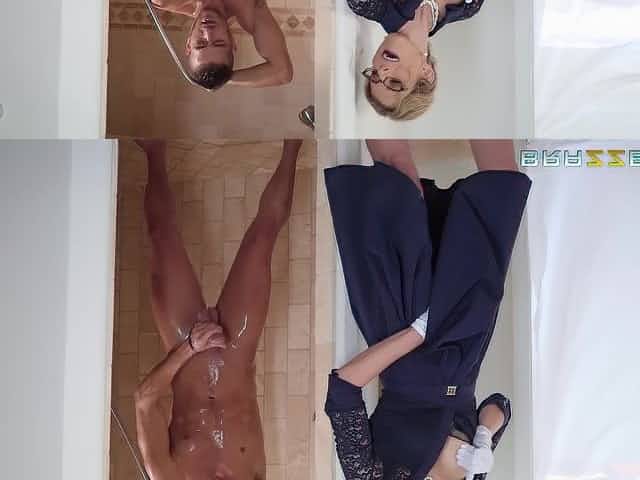 Nerdy blonde mature MILF Cory Chase gets cum in mouth at an office