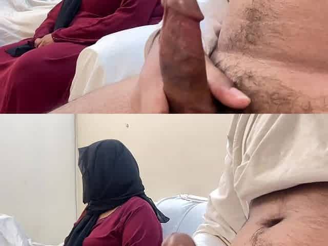 Arab BBW Girl Is Surprised When I Take Out My Big Dick & Masturbat in Bank Waiting Room Then She Helps Me Ejaculate