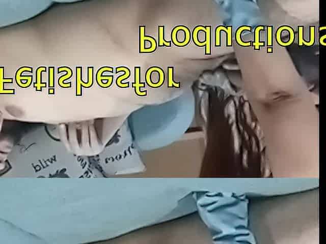 Oral sex with blue rubber gloves