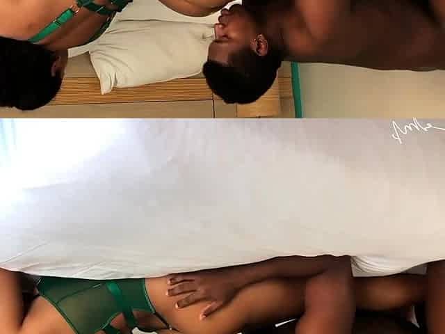 cute brunette is fucked in the bedroom by her roommate