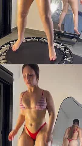Blond with a GLAMOROUS butt working out