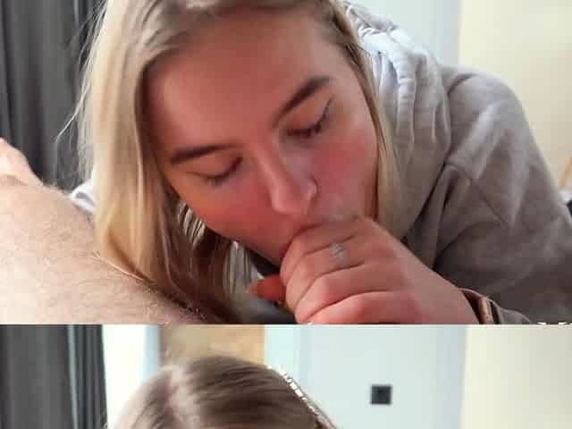 Cute student rides Dick and gets Creampie in tight Pussy