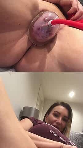 Fat sweaty pink pussy pumped up to fuck orgasm