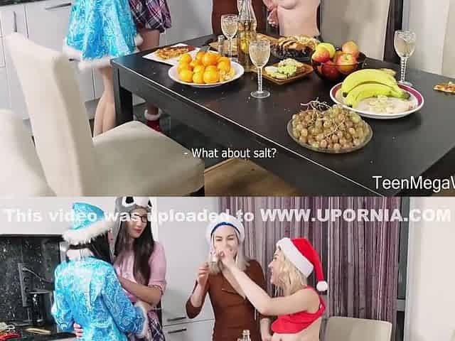 Christmas Party Orgasms With Roxy Sky, Aurora Sky And Camille Sun